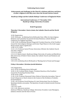 1 `Celebrating Nostra Aetate` Achievements and challenges in the