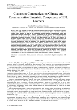 Classroom Communication Climate and Communicative Linguistic