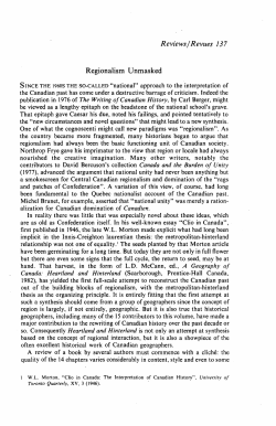 Reviews/Revues 137 Regionalism Unmasked