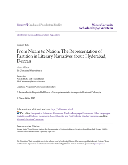 From Nizam to Nation: The Representation of Partition in Literary
