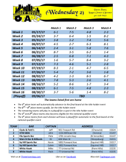 Week 1 05/17/17 6-1 7-5 4-8 2-3 Week 2 05/24