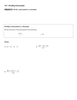 10.7 Dividing Polynomials