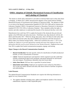 OSHA Adoption of Globally Harmonized System of Classification