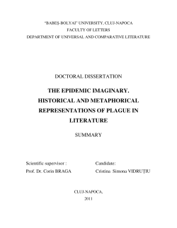 the epidemic imaginary. historical and metaphorical representations