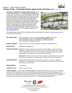 Teacher Guide &ndash; Freshwater Plants Jigsaw Puzzle Activities (Steps