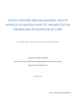 Health Reform and Behavioral Health Services in Massachusetts