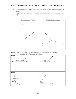 9.3 complementary and supplementary angles