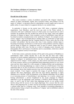 The Problems of Religion in Contemporary Japan Prof. Ian Reader