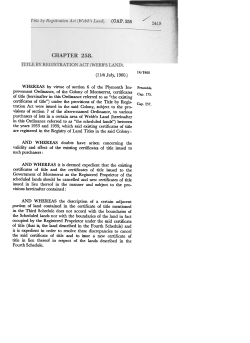 Title by Registration Webbs Land Ordinance