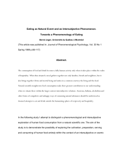 Eating as Natural Event and as Intersubjective