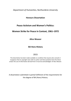 Peace Activism and Women`s Politics