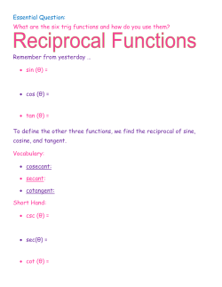 Six Trig Functions Notes