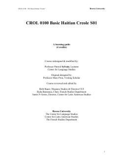 CROL 0100 Basic Haitian Creole S01