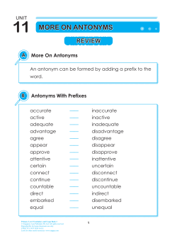 11 more on antonyms - Singapore Asia Publishers