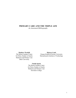 Primary Care and the Triple Aim: An Annotated Bibliography43 page
