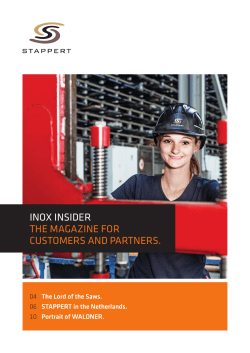 inox insider the magazine for customers and partners.
