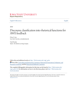 Discourse classification into rhetorical functions for AWE feedback