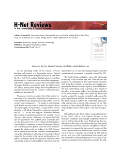 Necessary Secrets: National Security, the Media, and the - H-Net