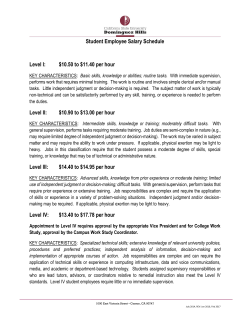 Student Employee Salary Schedule