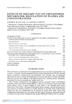 Effects of Dietary Fat on Cholesterol Metabolism