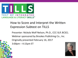 How to Score and Interpret the Written Expression Subtest on TILLS