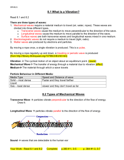8.1 What is a Vibration? 8.2 Types of Mechanical Waves