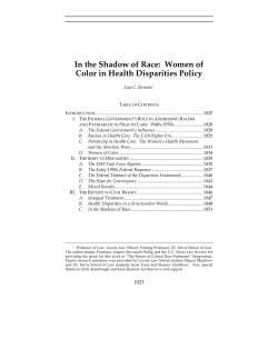 In the Shadow of Race: Women of Color in Health Disparities Policy