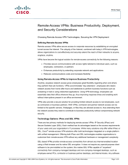 Remote-Access VPNs: Business Productivity, Deployment, and