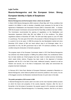 Bosnia-Herzegovina and the European Union: Strong European