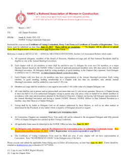 DATE: March 1, 2017 TO: All Chapter Presidents FROM: Sandy K