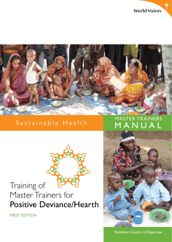 MANUAL Training of Master Trainers for Positive Deviance/Hearth