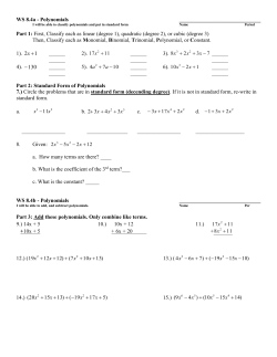 Polynomials Worksheet #1