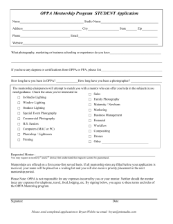 OPPA Mentorship Program STUDENT Application