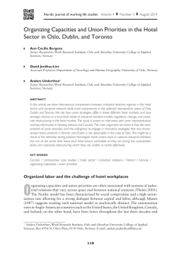 Organizing capacities and union priorities in the hotel sector in Oslo