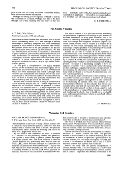 Fat-Soluble Vitamins - Biochemical Society Transactions