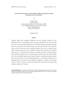 1 &ldquo;An International Perspective on Safe Withdrawal Rates from