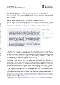 No match for money: Even in intimate relationships and collectivistic