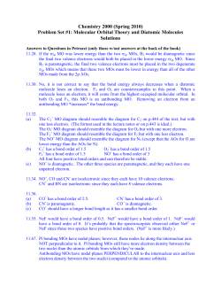 Problem Set #1: Molecular Orbital Theory and Diatomic Molecules