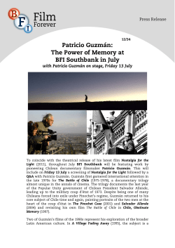Patricio Guzm&aacute;n: The Power of Memory at BFI Southbank in July