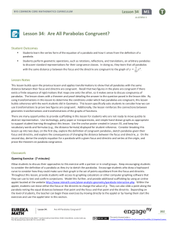 Lesson 34: Are All Parabolas Congruent?