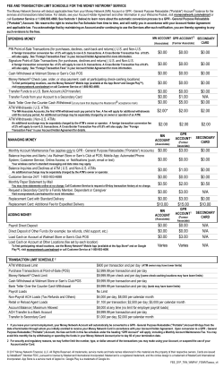 Cash Withdrawal at Walmart Stores or Sam`s Club