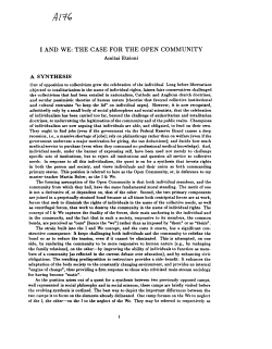 I AND WE: THE CASE FOR THE OPEN COMMUNITY