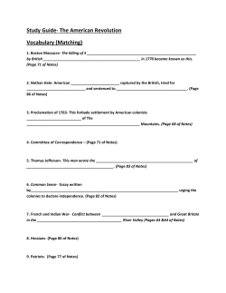 Study Guide- The American Revolution Vocabulary