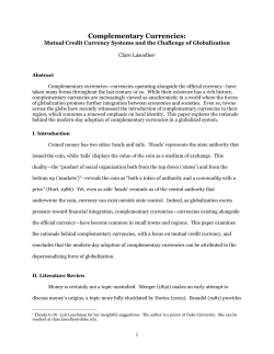 Complementary Currencies - Sites@Duke