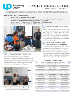 family newsletter - UP Education Network