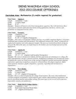 Course Descriptions - Irene