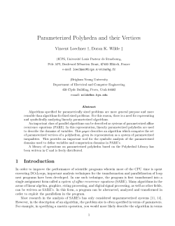 Parameterized Polyhedra and their Vertices 1 Introduction