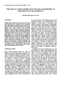 the royal post-horse routes of hampshire in the reign of elizabeth i
