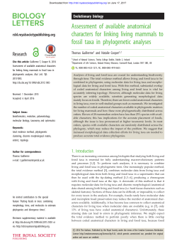 Assessment of available anatomical characters for linking living