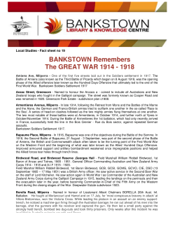 BANKSTOWN Remembers The GREAT WAR 1914